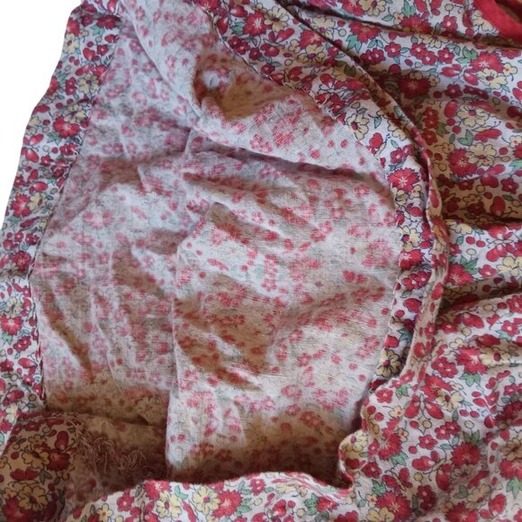 Vintage 2T 3T Floral Baby Girls Sleeveless Top With Red Trim & Tie Straps - Picture 3 of 4